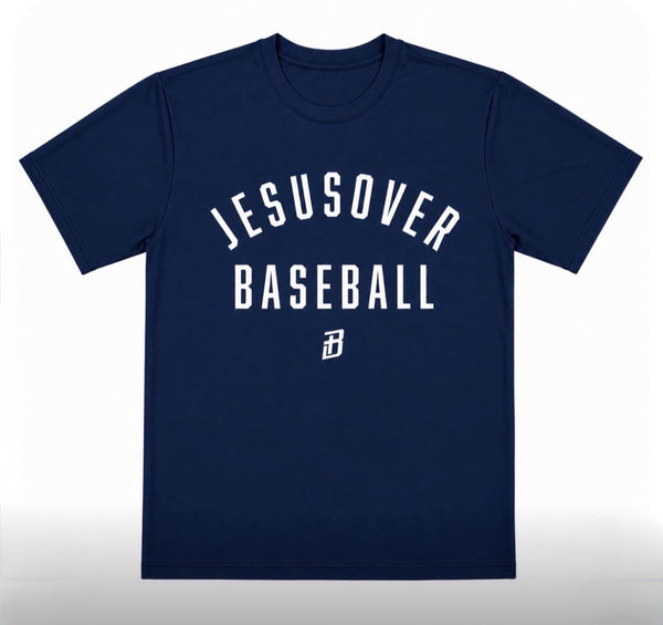 Jesus Over Baseball - Navy with White