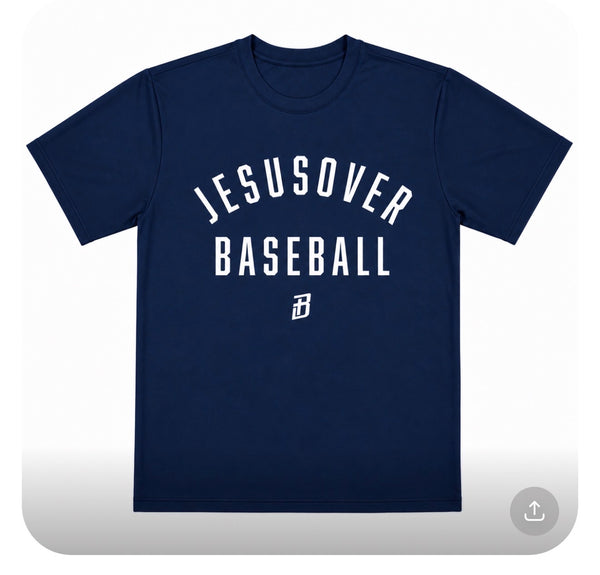 Jesus Over Baseball - Navy with White - Youth