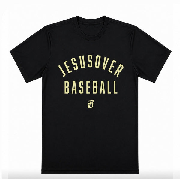 Jesus Over Baseball - Black with Gold