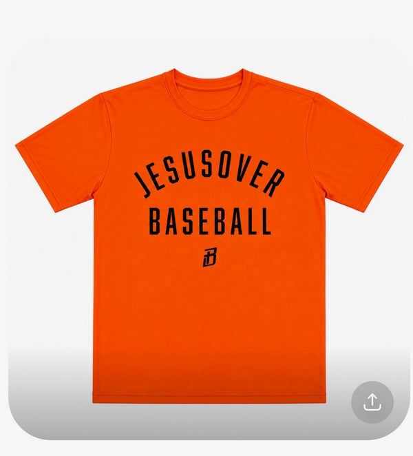 Jesus Over Baseball - Orange with Black