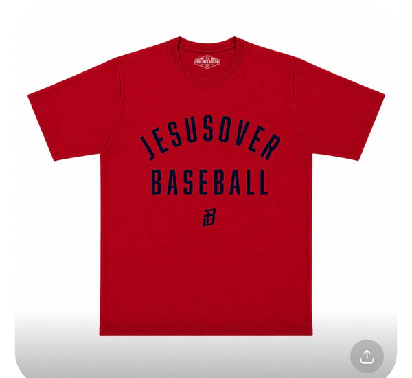 Jesus Over Baseball - Red with Black